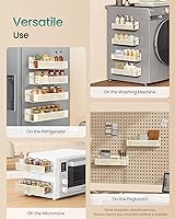 Vista 5 de SONGMICS Strong Magnetic Spice Rack for Refrigerator, Set of 4, 2 Large and 2 Small Kichen Magnetic Shelves for Microwave, Washing Machine, Spice