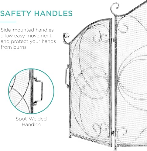 Vista 12 de Best Choice Products - Protector de pantalla de seguridad contra chispas para chimenea de 3 paneles