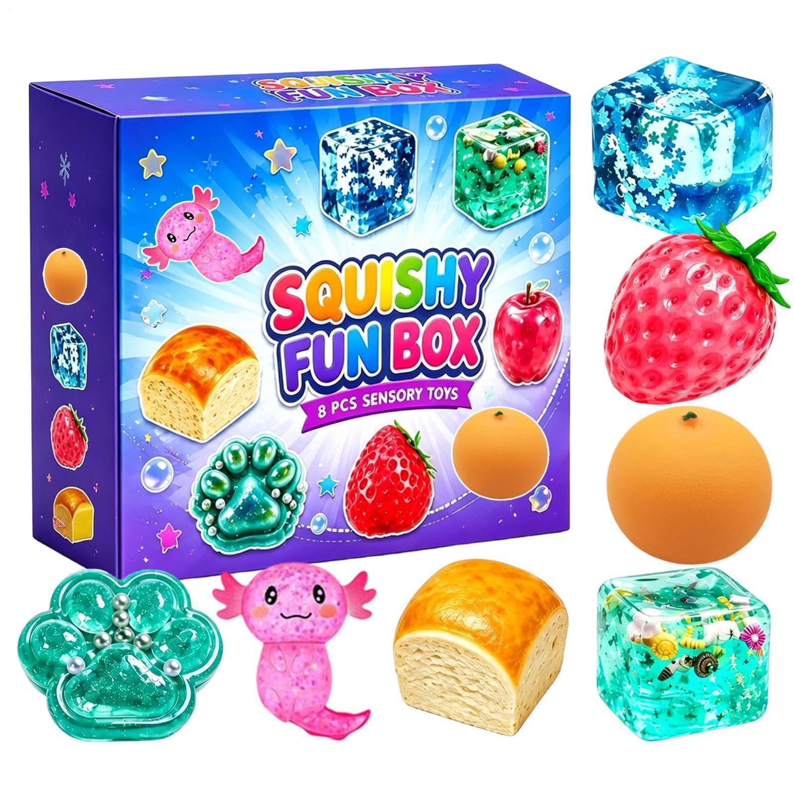8pcs Squïshy Box Mÿstery Fun Set Pack, Mält Sugar Slow Return Squïshies