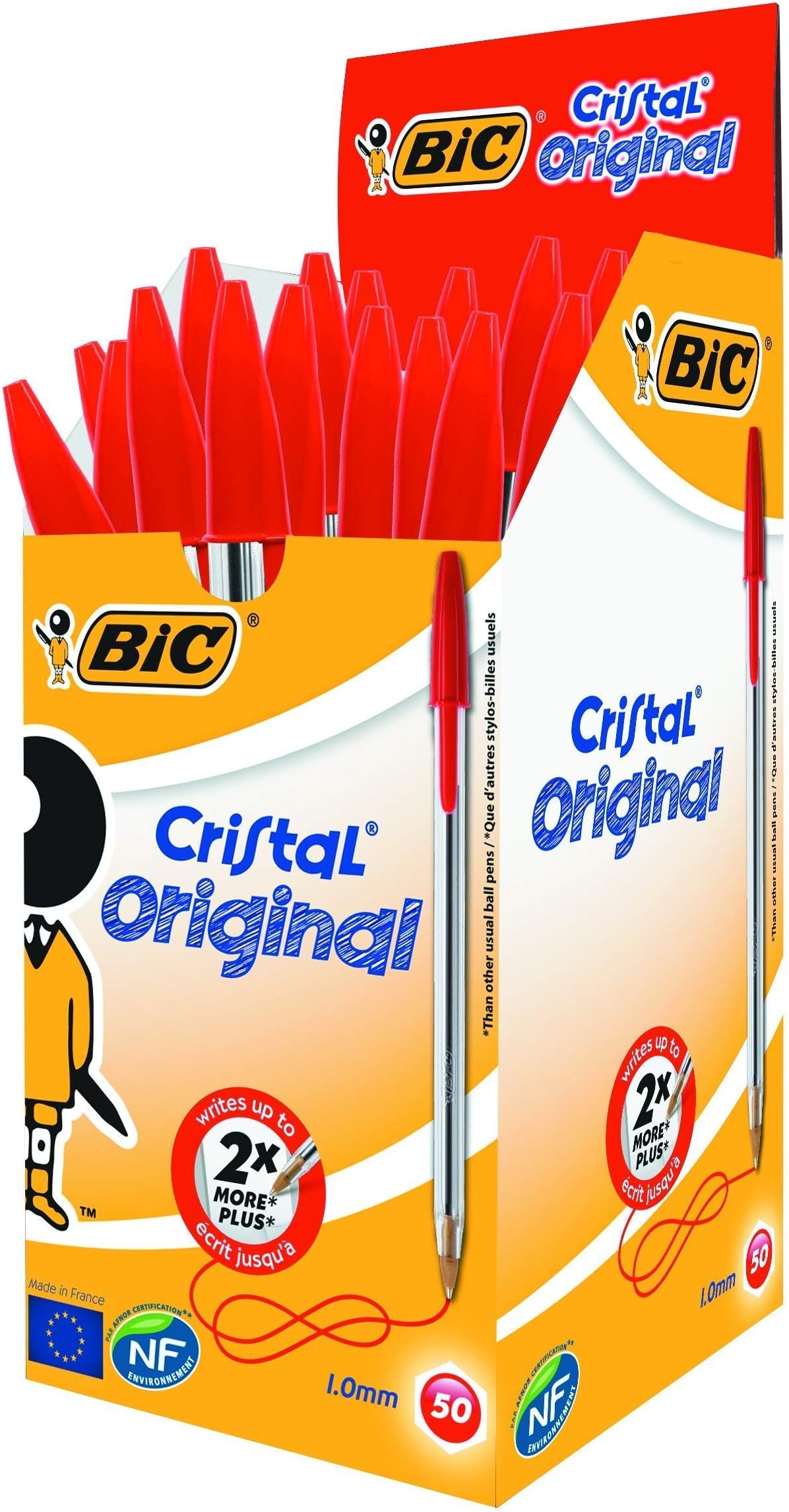 BIC Cristal Decors Kawaii – Pack De 8 Bolígrafos Punta Media 1.0 Mm, Tinta Azul (3) Y Negra (3), Diseños Adorables, Cuerpo Transparente