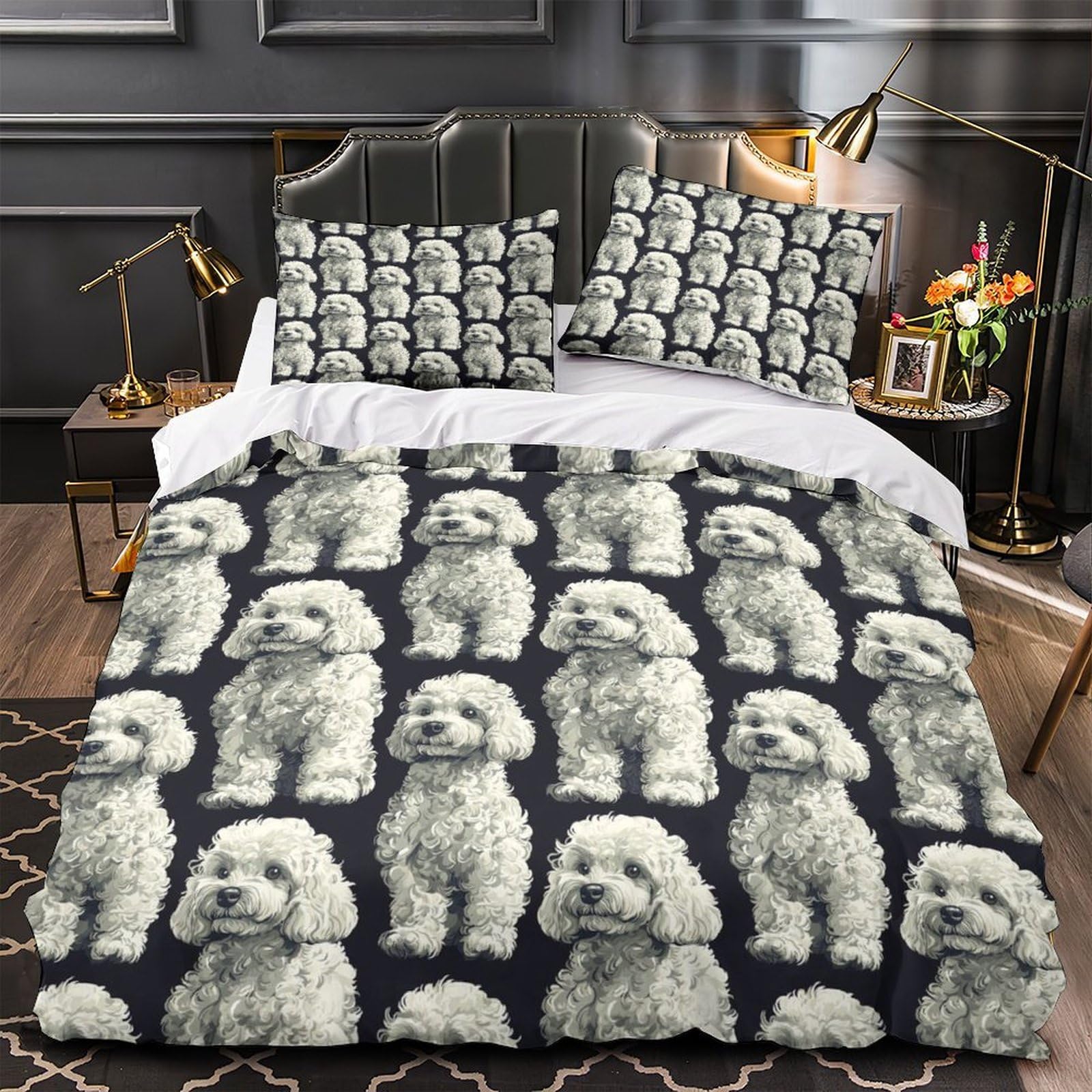Housse de couette caniche anti-acarien et ultra douce avec fermeture éclair pratique