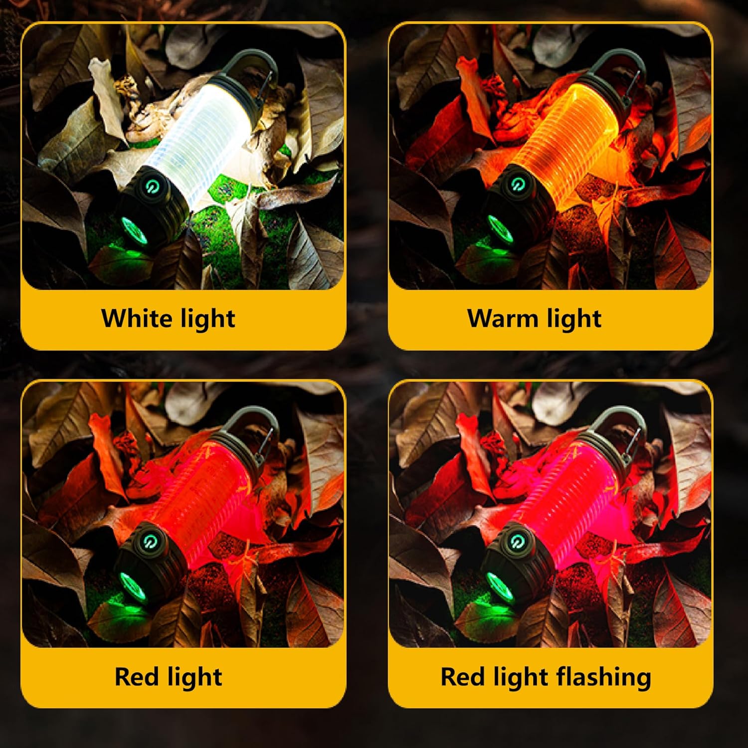 5.1in Portable Waterproof Hook Multifunctional Outdoor Camping Light with Three Color Lighting, Suitable for Home, Outdoor Camping, and Nighttime Activities - Gray, Green (Gray)
