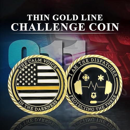 Miniatura 8 de Despachador de emergencia de monedas de desafío de línea dorada fina