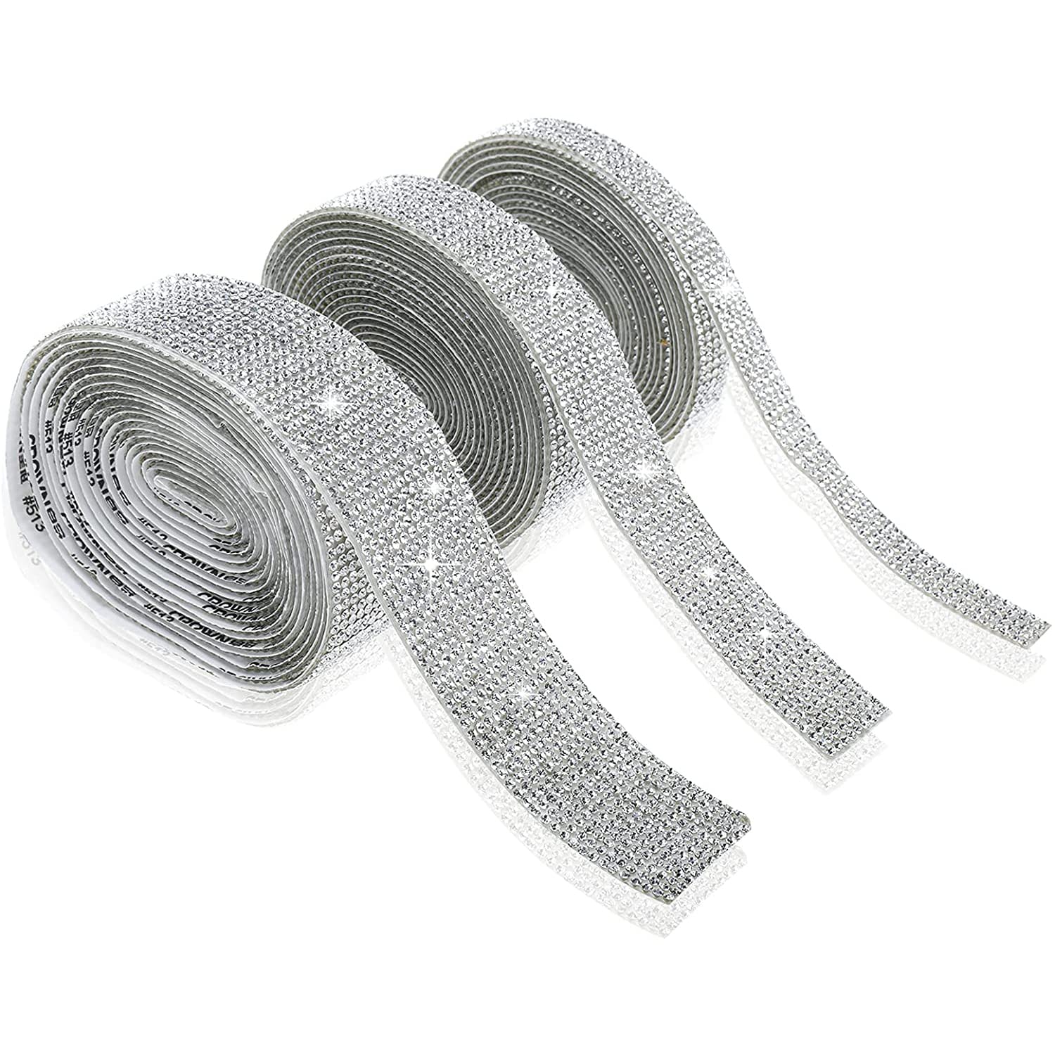 QUARKZMAN 1 Set Nastro di Strass in Resina 6 Iarde x 10 20mm Nastro Autoadesivo con Strass Diamantati per Abbigliamento Artigianato Fai-Da-Te Bianco & Nero Ab