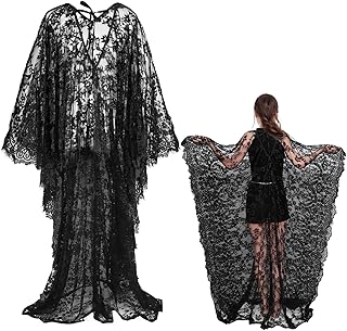 Boho Witch Lace Kaftan Dress Bikini Swimsuit Beach Cover up Sheer See Through Maternity Halloween Costume for Women