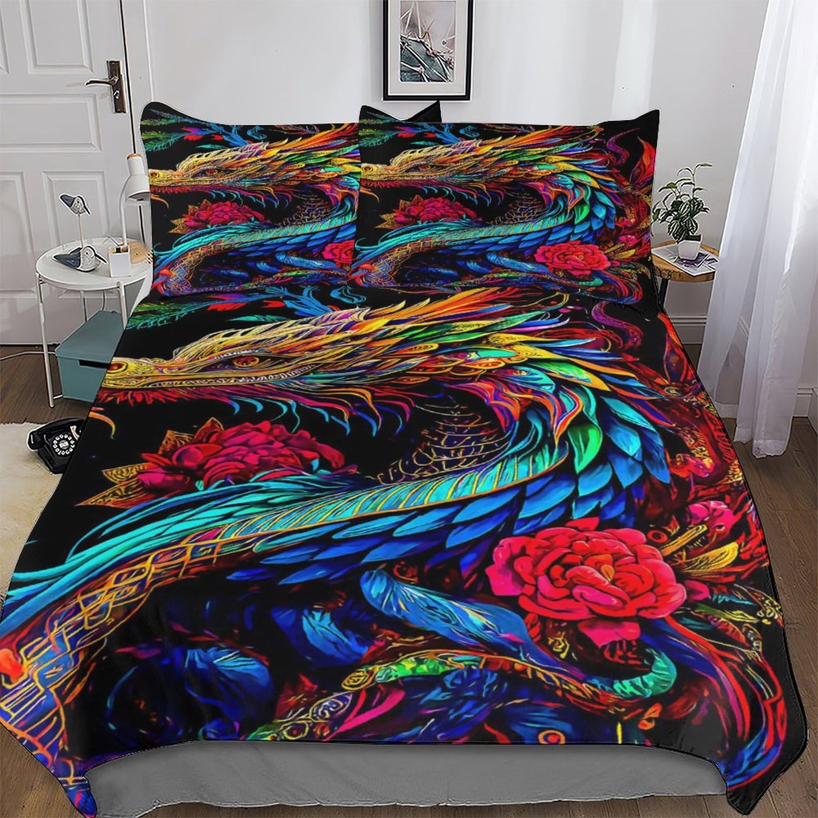 Housse de couette dragon lit double pour transformer la décoration de chambre d'enfant
