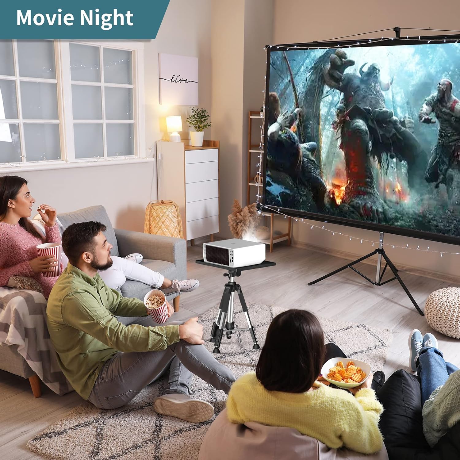 Projector Stand Tripod - Each Leg Height Can Be Adjusted Independently, Adjustable Height from 17.6 to 51.4 Inches