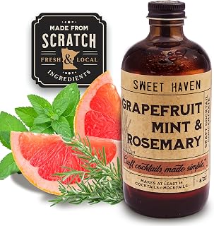 Sweet Haven Tonics Cocktail Mixer Grapefruit Mint & Rosemary - All Natural Cocktail Mix with Fresh Ingredients, Zero Preservatives, 8 oz for 5 Star Cocktails