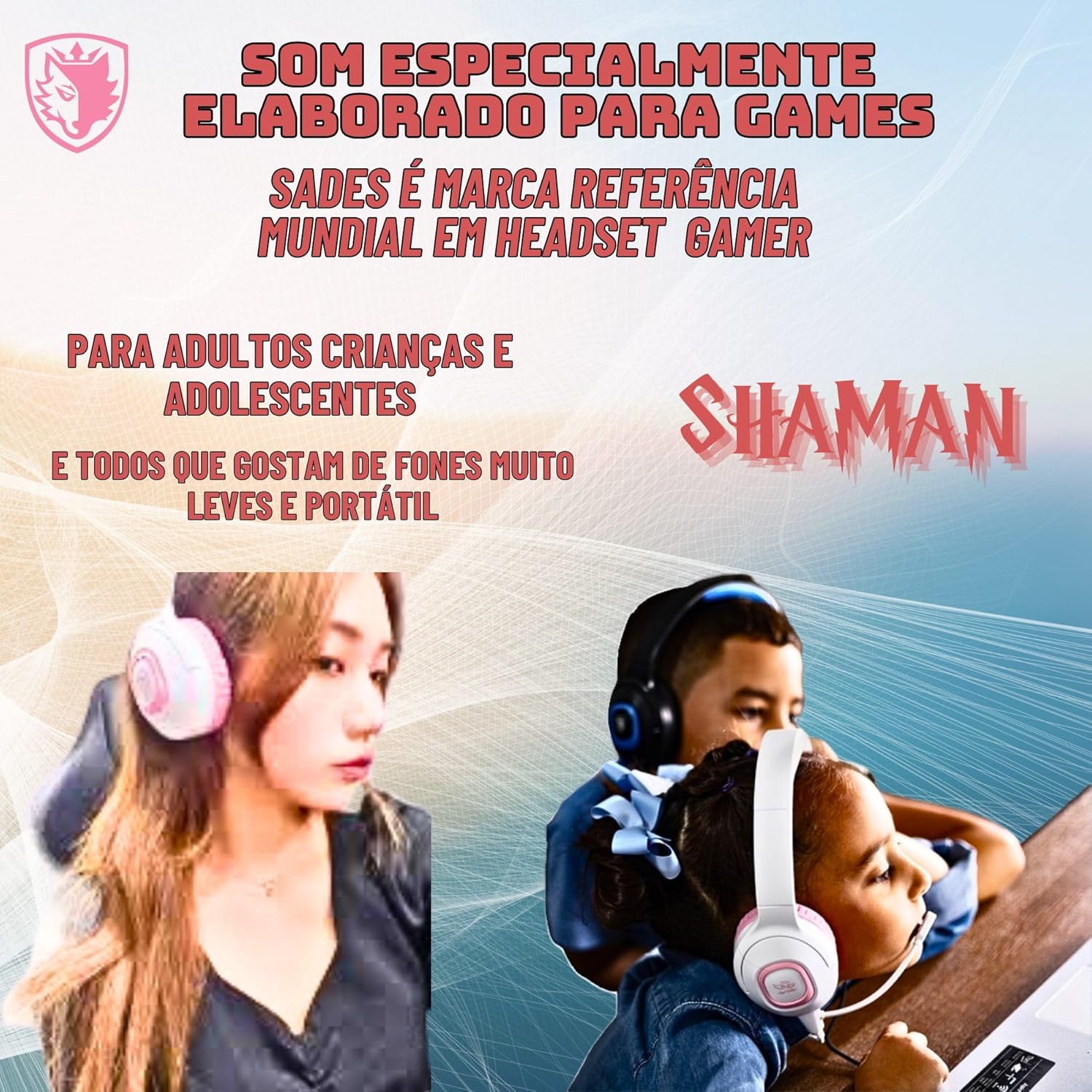 Shaman Gaming Headset Compatible with Console Switch PS4 PS5 Xbox PC VR Mobile Jack 3.5 mm Learning Mode Small Comfortable Young Earmuffs Soft Microphone Flexible Pink Angel Edition