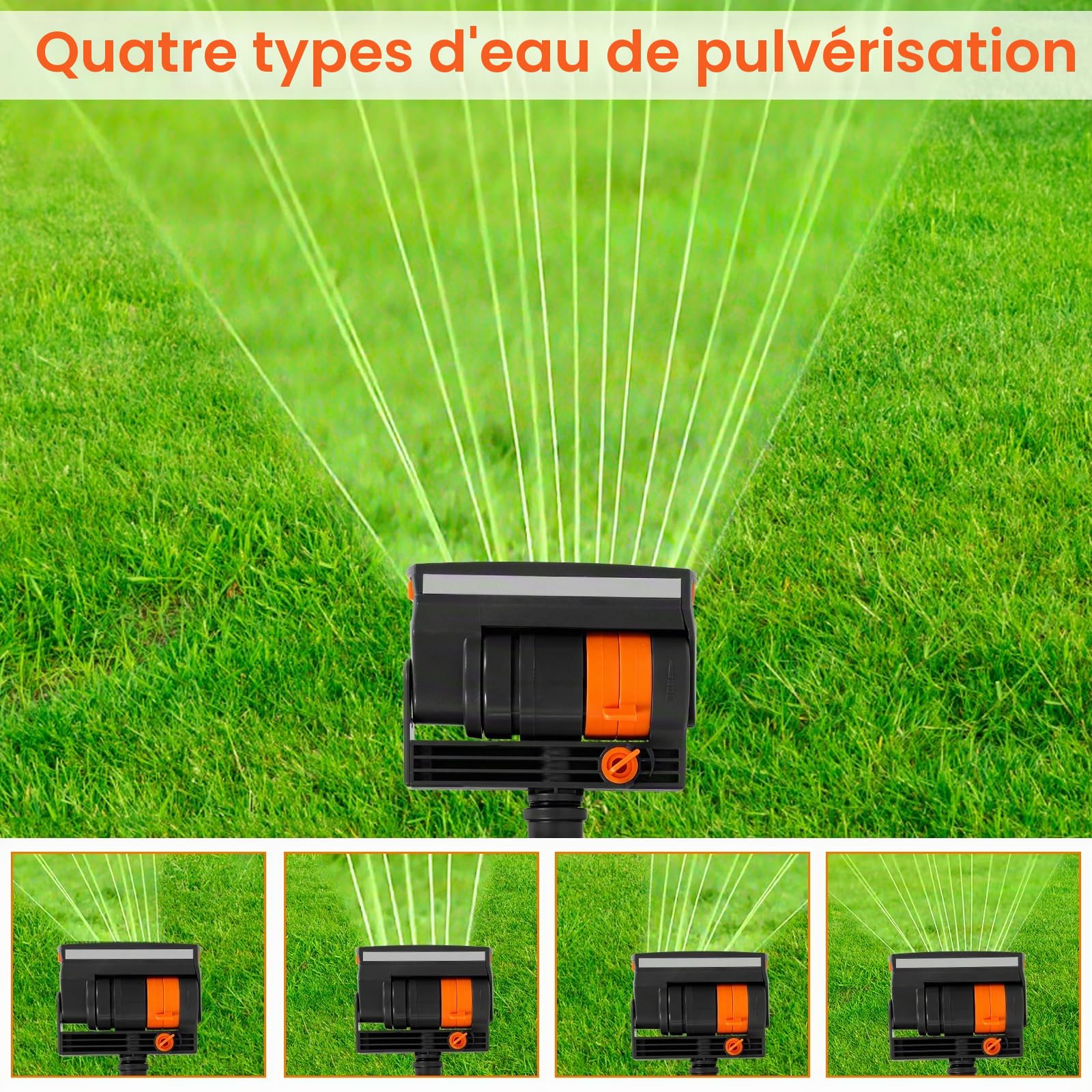 Lot de 2 Arroseurs Rectangulaires à 16 Trous, 90 m² de Surface d’Arrosage, Asperseur pour Jardin avec Fonction de Rotation Automatique, Système d’Arrosage pour Jardin et Pelouse (2 pièces)