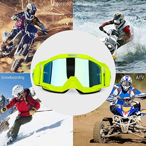 Miniatura 6 de Soman Gafas ATV para adultos, gafas de motocross para hombres, mujeres, adultos, jóvenes, para motocross, ATV, UTV, anti UV (amarillo)