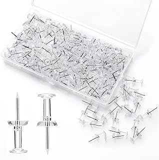 BBbanda 200 Pcs of Clear Push Pins - Drawing Pins with Storage Box, thumb tacks for Notice, pinboard and cork wood - board pins