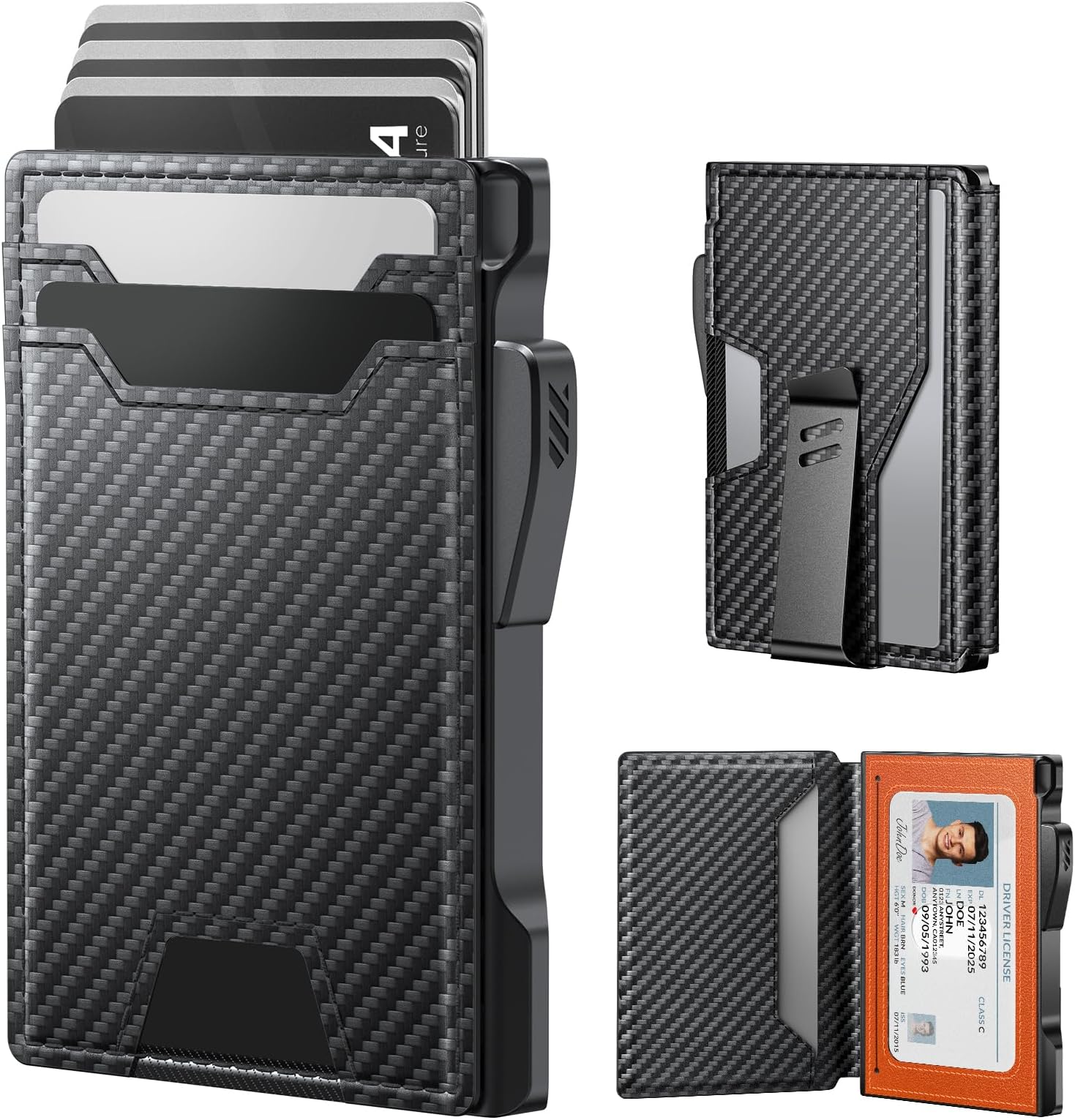 typecaseWallet for Men: Rfid-blocking with Money Clip Slim Leather Bifold ID Window Smart Pop Up Card Case Front Pocket Wallet with Gift Box (Black Orange)Carbonfree Certified