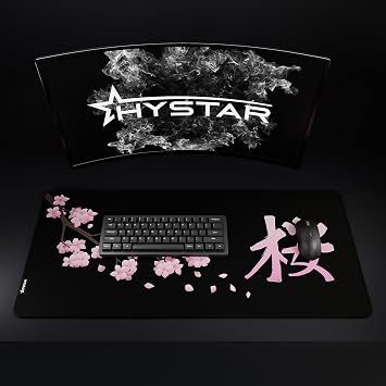 Hystar Extended Gaming Mouse Pad | L 45 x 20 | 5mm Thick, Waterproof Surface, Smooth Polyester Fabric, and Natural Rubber Base | Blossom