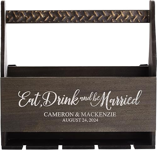 Miniatura 10 de Let's Make Memories Botellero de madera personalizado Un brindis por el amor - Boda - Recién casado