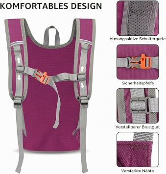Hiking Backpack Small 13L Foldable Backpack Women Men Daypack Daypack Ultralight Trekking Backpack Travel Backpack Packable Hiking Backpack for Outdoor Hiking Travel bordeaux Minimalistic