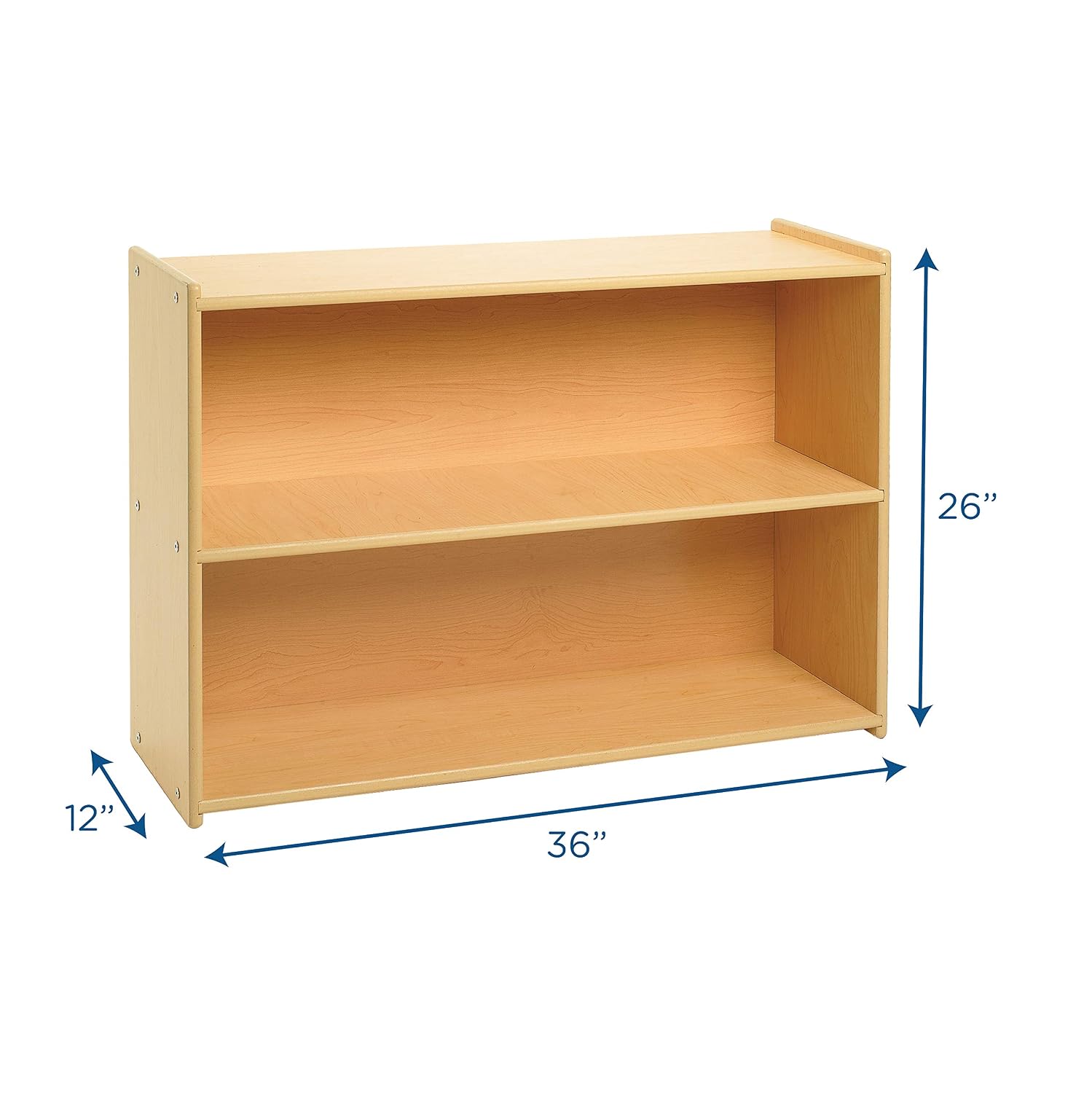 Angeles Value Line Narrow 2-Shelf Storage, 36" L x 26" H, Kids Storage Organizer, Kids Bookshelf for Classroom, Playroom, Nursery, Montessori School, Natural