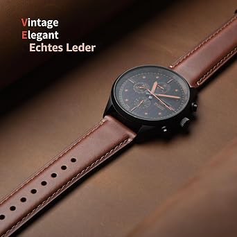 Fullmosa Leather Watch Strap Vintage Replacement Strap 22 mm 20 mm 24 mm 19 mm 18 mm Watch Accessories for Men and Women for Smartwatch and Universal Watches