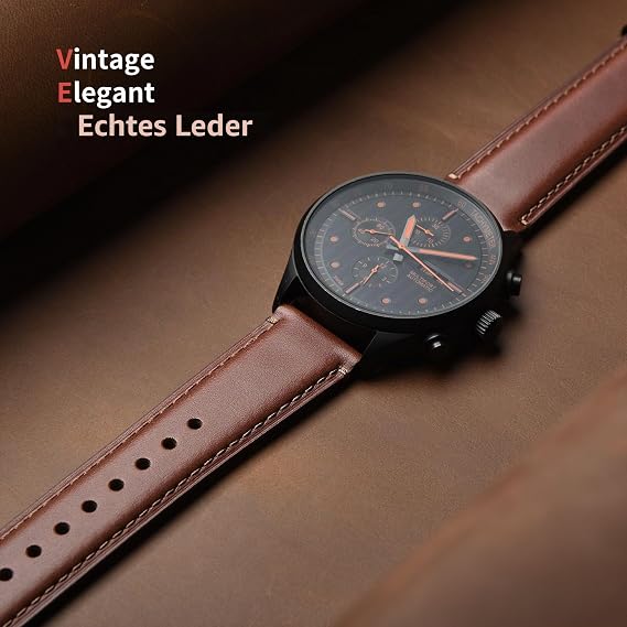 Fullmosa Leather Watch Strap Vintage Replacement Strap 22 mm 20 mm 24 mm 19 mm 18 mm Watch Accessories for Men and Women for Smartwatch and Universal Watches