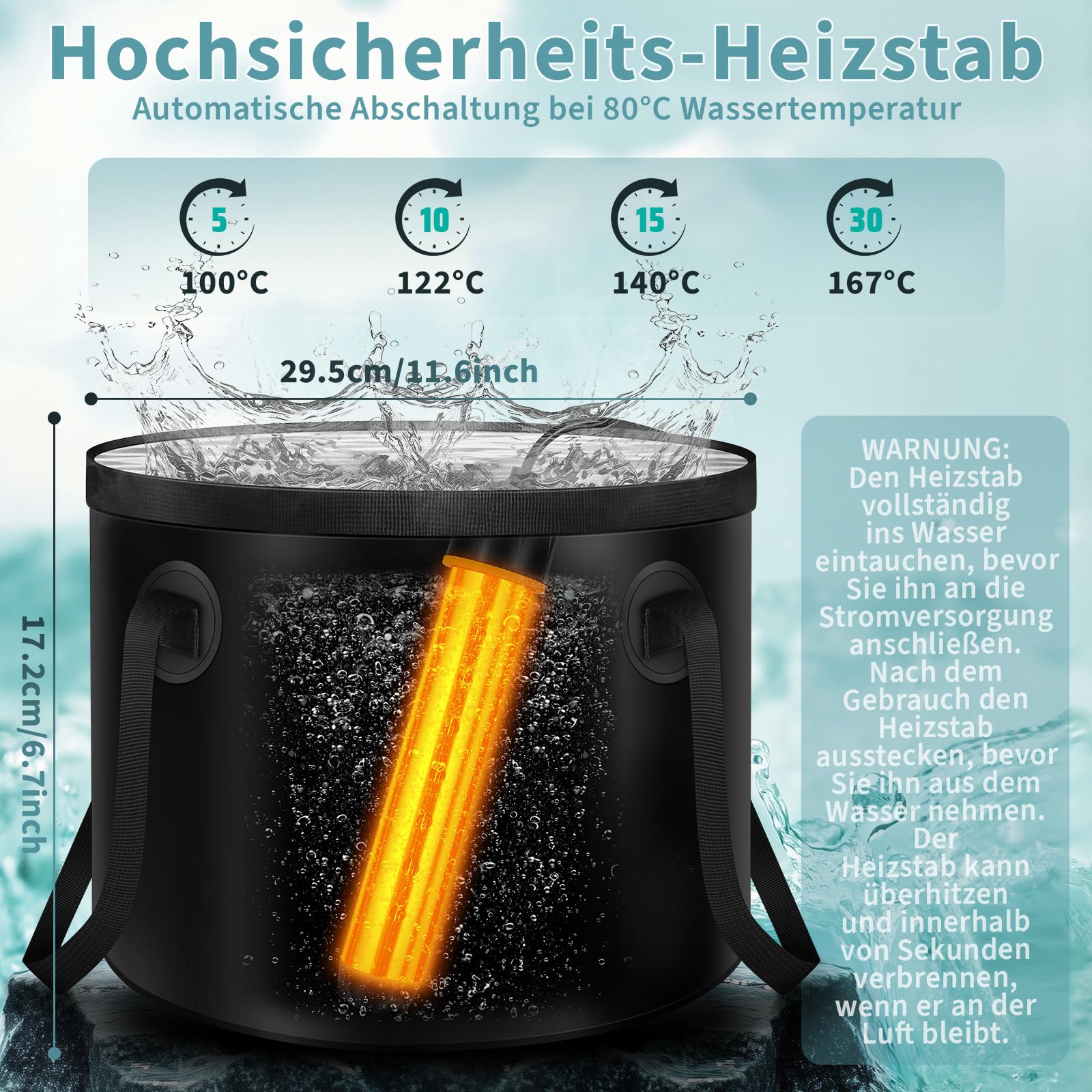 JONRRYIN Douche de camping chauffante, douche mobile d'extérieur avec affichage de la température de 6000 mAh, pommeau de douche filtrable et réservoir d'eau de 20 L pour jardin, lavage de voiture
