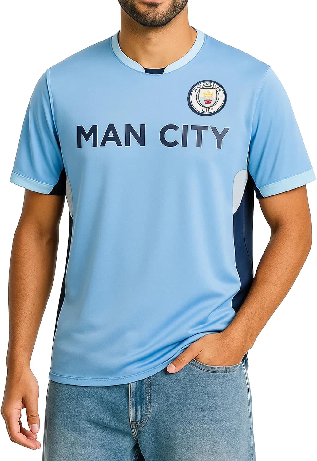 Icon Sports Officially Licensed Manchester City FC Game Day Shirt - Unisex Adult