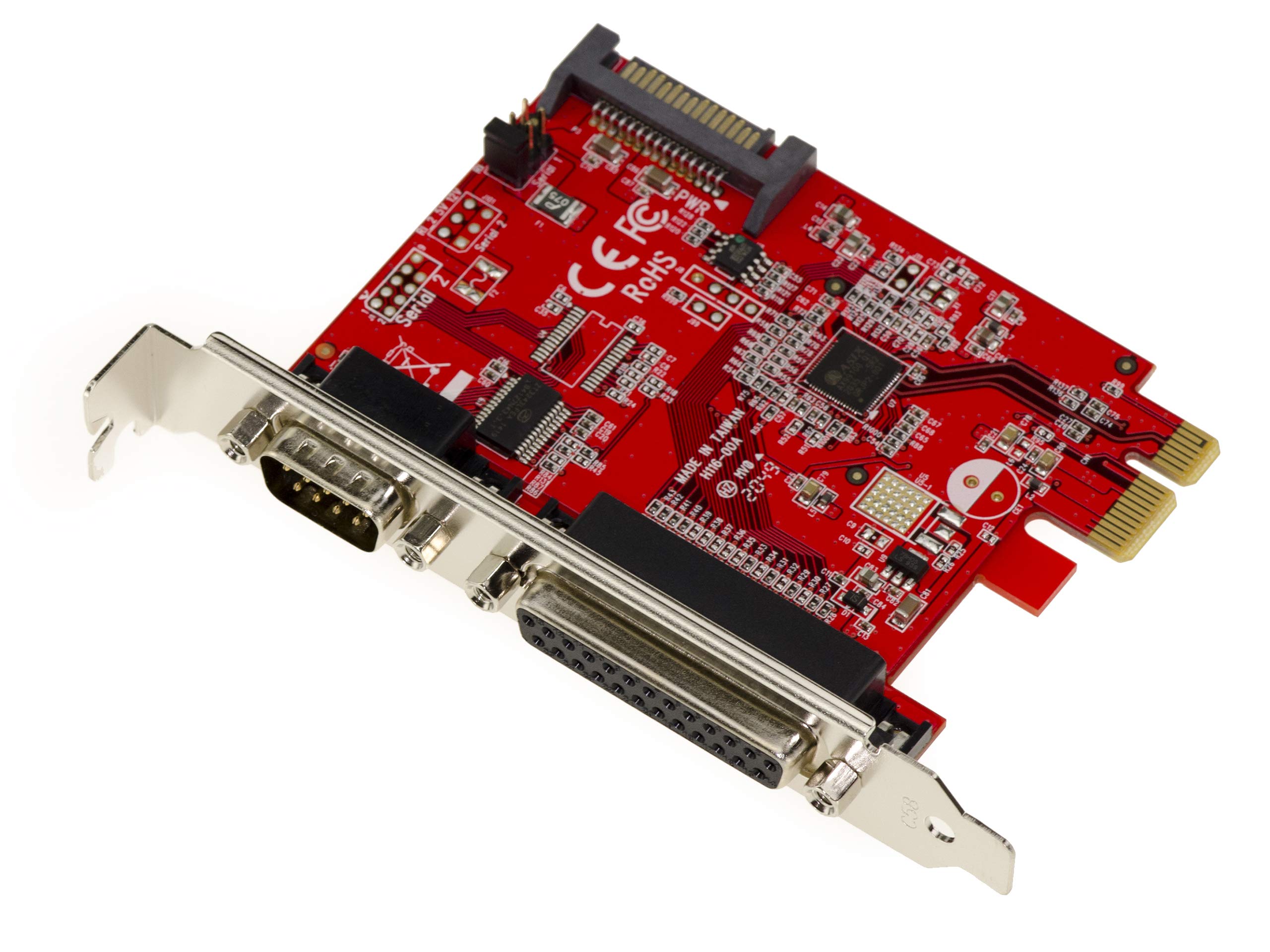 KALEA-INFORMATIQUE Carte contrôleur PCIe x1 2.0 série COM RS232 + parallèle LPT DB25 POS Power on Serial 5V 12V RI