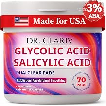 Exfoliating Pads with Glycolic Acid 3% and Salicylic Acid 0.5%, AHA BHA Daily Peel Pads with Vitamin B3 B5 B8, Unscented, Large Size 7 Cm, 70 Count Unscented