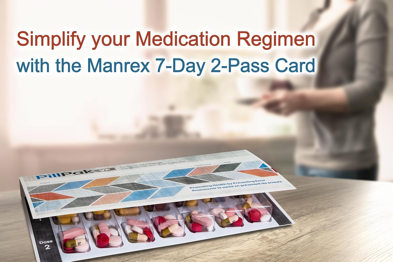 Manrex 7-Day 2-Pass (2-Doses Per Day) Disposable Multi-Med Blister Card with 100 Cards & 100 Blisters
