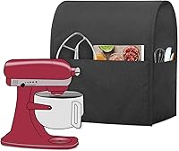 Vista 6 de Funda protectora Luxja compatible con batidora de pie de 4.5 y 5 cuartos de galón, funda de tela con bolsillos para batidora de pie y accesorios