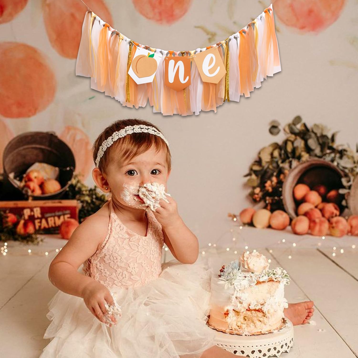 Peach High Chair Banner - Sweet As A Peach Birthday Decal,Peach Themed Party Decorations