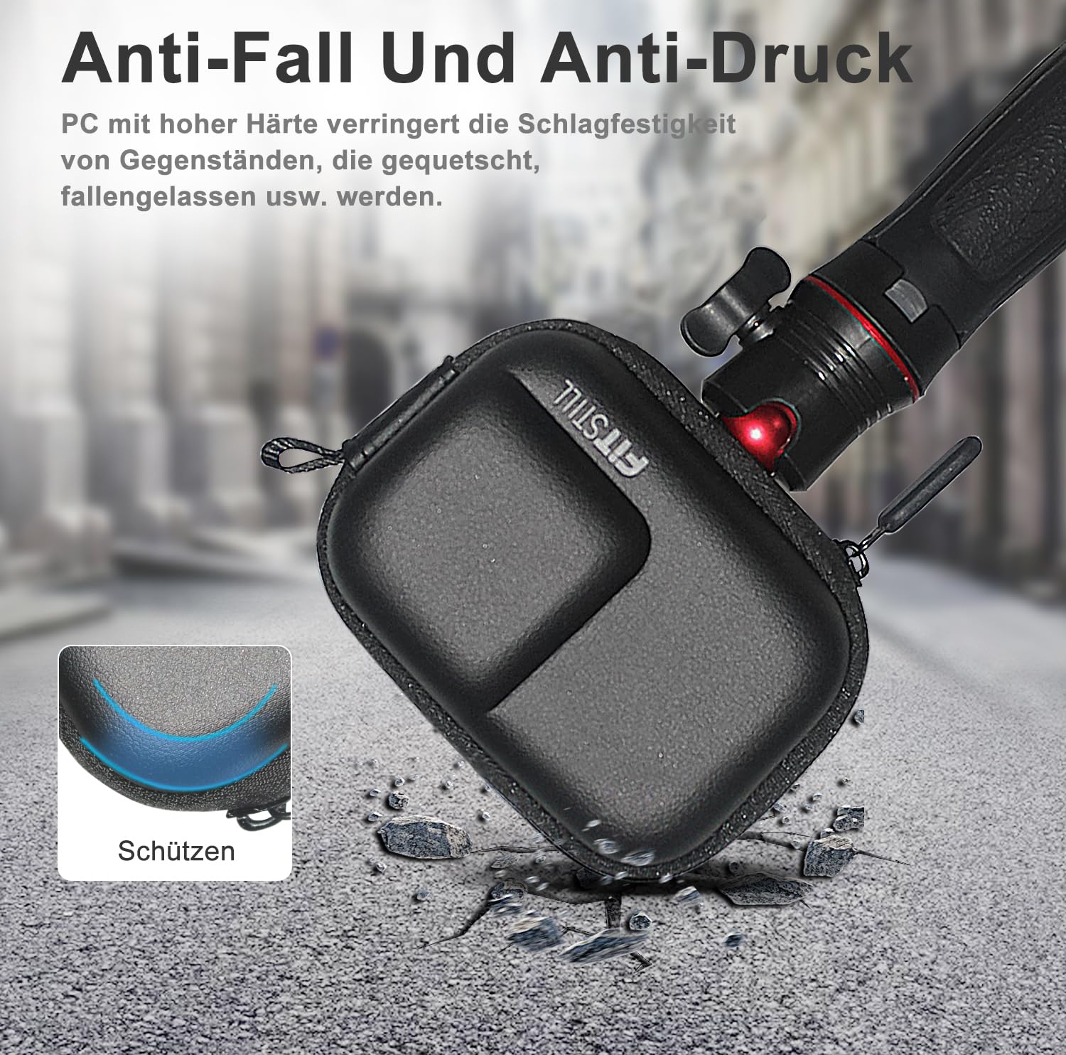FiTSTILL Schwarze PU-Mini-Aufbewahrungstasche für INSTA360 ace pro 2/ace pro/ace/go Ultra Tragbares Design mit Doppelreißverschluss, Zubehör für Ace Pro 2/Ace Pro/Go Ultra