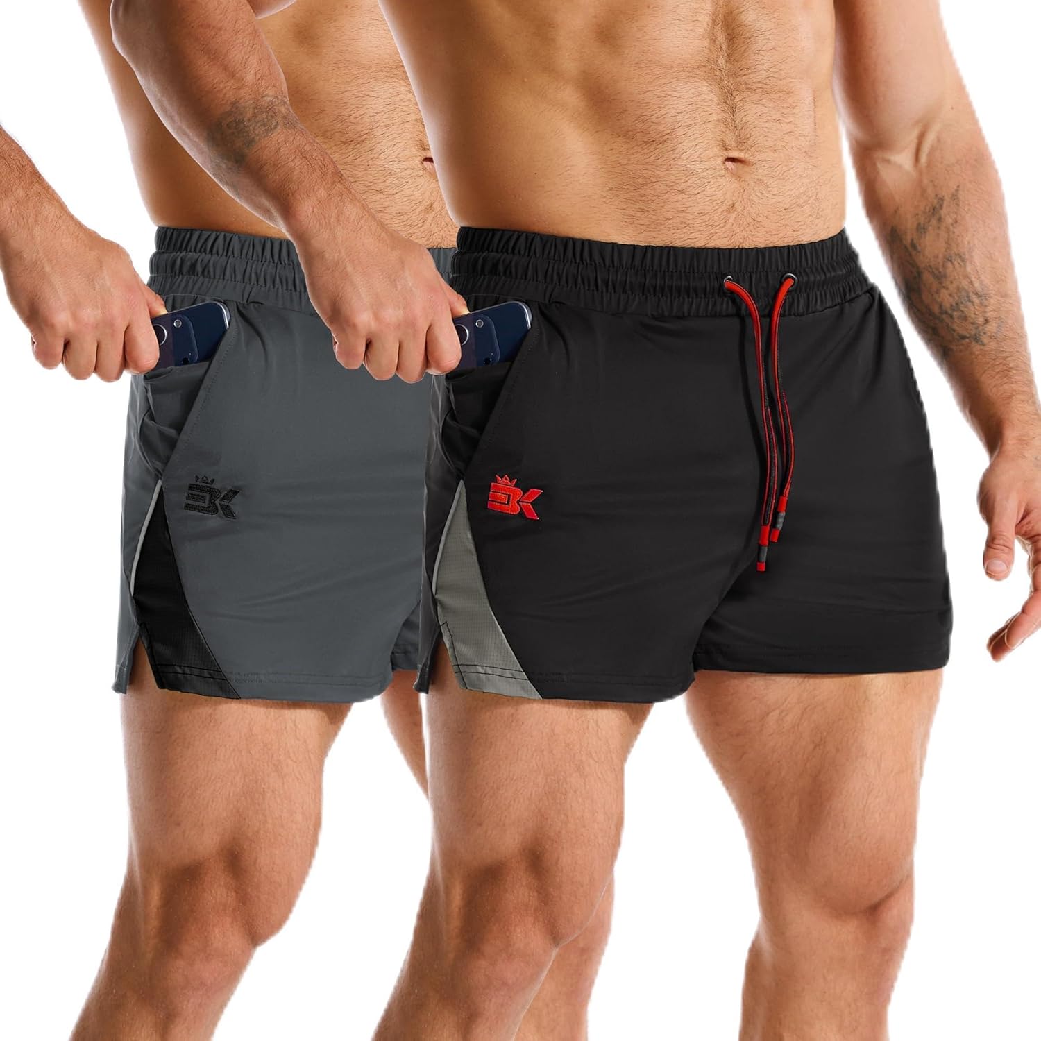BROKIG Men's LightArmor Training Gym Shorts with Zip Pocket,3" Quick Dry Cooling Summer Running Shorts for Beach Workout