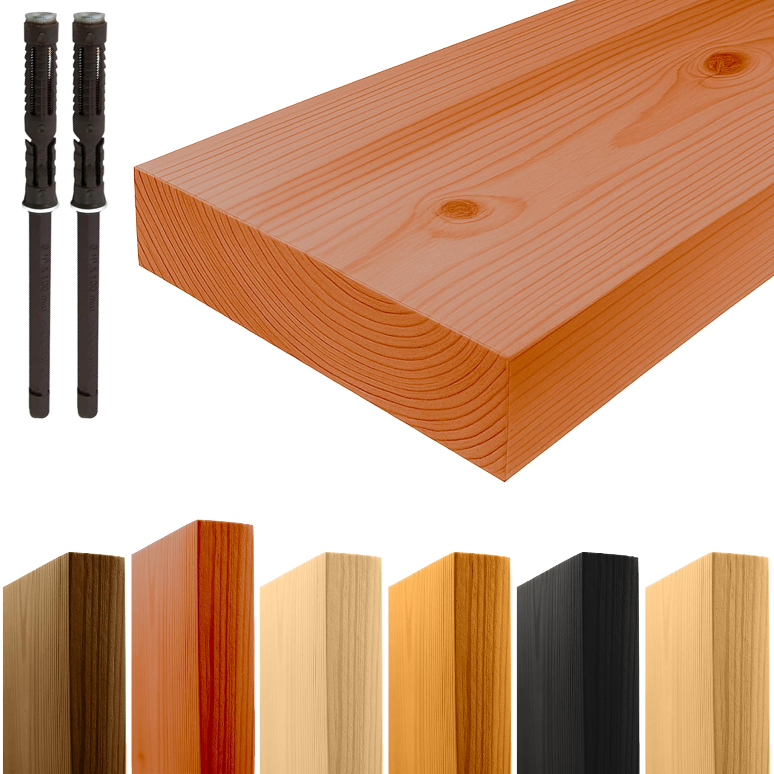 100x20x3,3 cm Massivholz Handgemacht Schweberegal - Wandregal Holz Einfach zu Montieren - Montagematerial im Lieferumfang - Belastbar und stabil Mahagoni