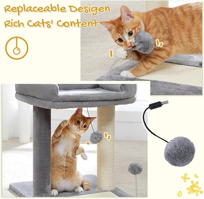 Rascador torre para gato pequeño con cama desmontable miniatura 4