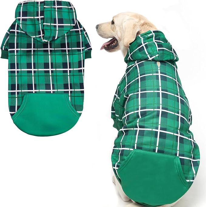 EXPAWLORER Plaid Dog Hoodie British Style Soft and Warm Dog Sweater