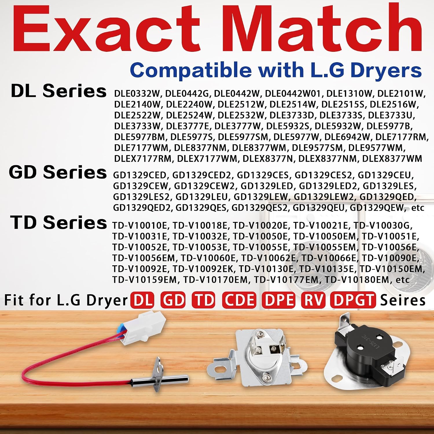 6931EL3003D Thermal Fuse & 6323EL2001B Thermistor & 6931EL3001E Thermostat - Compatible with L.G Dryer - Replaces 6931EL3004B AP4441539 6931EL3003E AH3530481