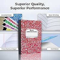 Vista 2 de Rosmonde 12 paquetes de cuadernos de composición universitarios con reglas, 200 páginas (100 hojas), 9-3/4 x 7-1/2, cuadernos de composición de tapa