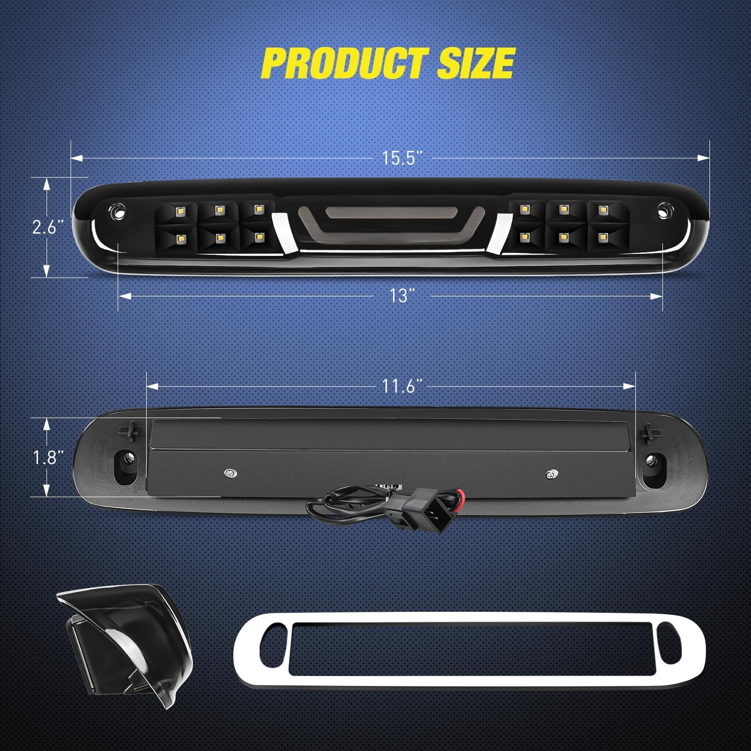 Nilight Third Brake Light High Mount 3rd Stop Reverse Cargo LED Lighting for Chevy Silverado GMC Sierra 1500 2500 3500HD 2007-2013 Pickup Truck Rear Cab Center Tail Lights