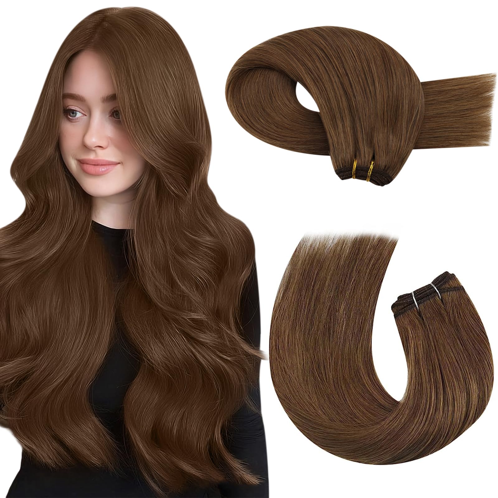 Moresoo Butterfly Weft Hair Extensions Remy Human Hair Ash Blonde Highlight Bleached Blonde 18 Inch OVO Weft Hair Extensions Human Hair Ash Blonde Highlight 100g/pack #18/613 — view 47