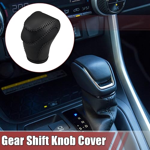 Miniatura 2 de X AUTOHAUX Cubierta de la perilla de la palanca de cambios de coche, protector para Toyota Land Cruiser Prado serie 150 negro con costuras negras