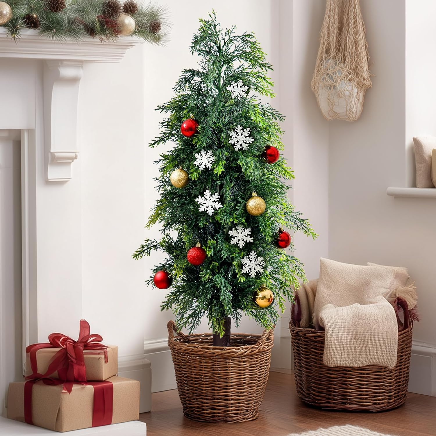 2PCS 3ft Artificial Norfolk Pine Tree Artificial Christmas Tree Premium Pine Xmas Tree Branch Tip Easy Setup, Artificial Pencil Realistic Pine Needles Realistic Holiday Party Decor