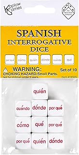 Koplow Games Spanish Interrogative Dice Set Classroom Accessories, Standard (15mm - 17mm), White