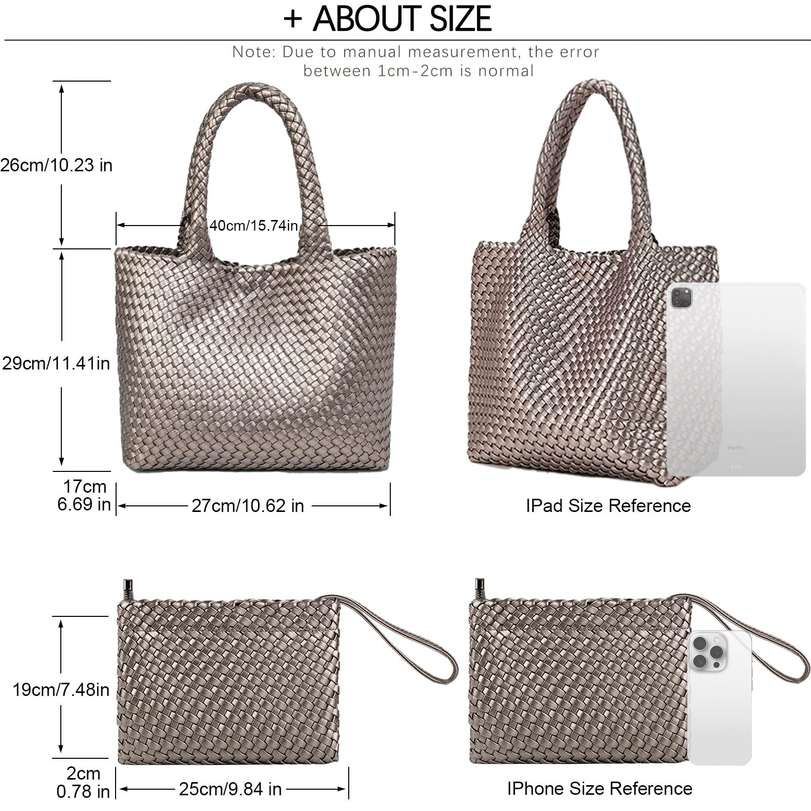 JINMANXUE Tejida a la Moda, Bolso de Mano para Mujer Unisex Adulto, 16.1" W x 7.1" D x 11" H