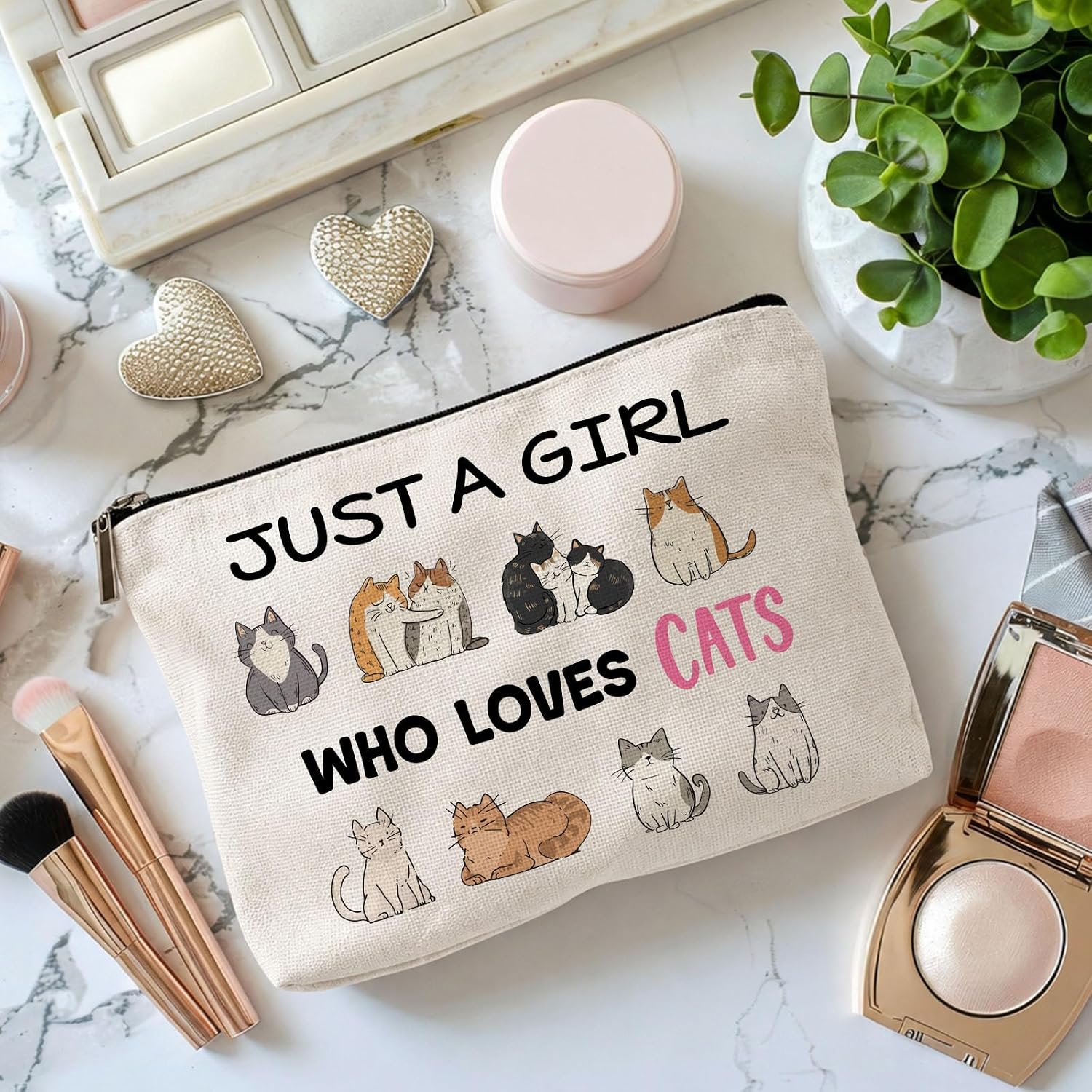 Cat Lover Makeup Bag, Funny Cat themed Cat Mom Travel Gift image 4