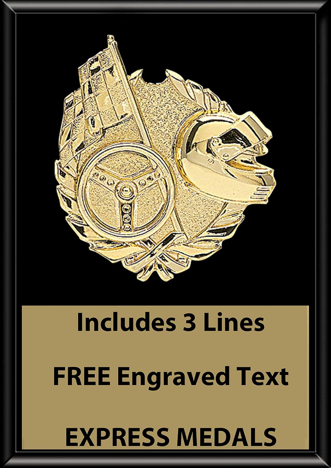 Express Medals 5x7 Black Color Auto Racing Plaque with