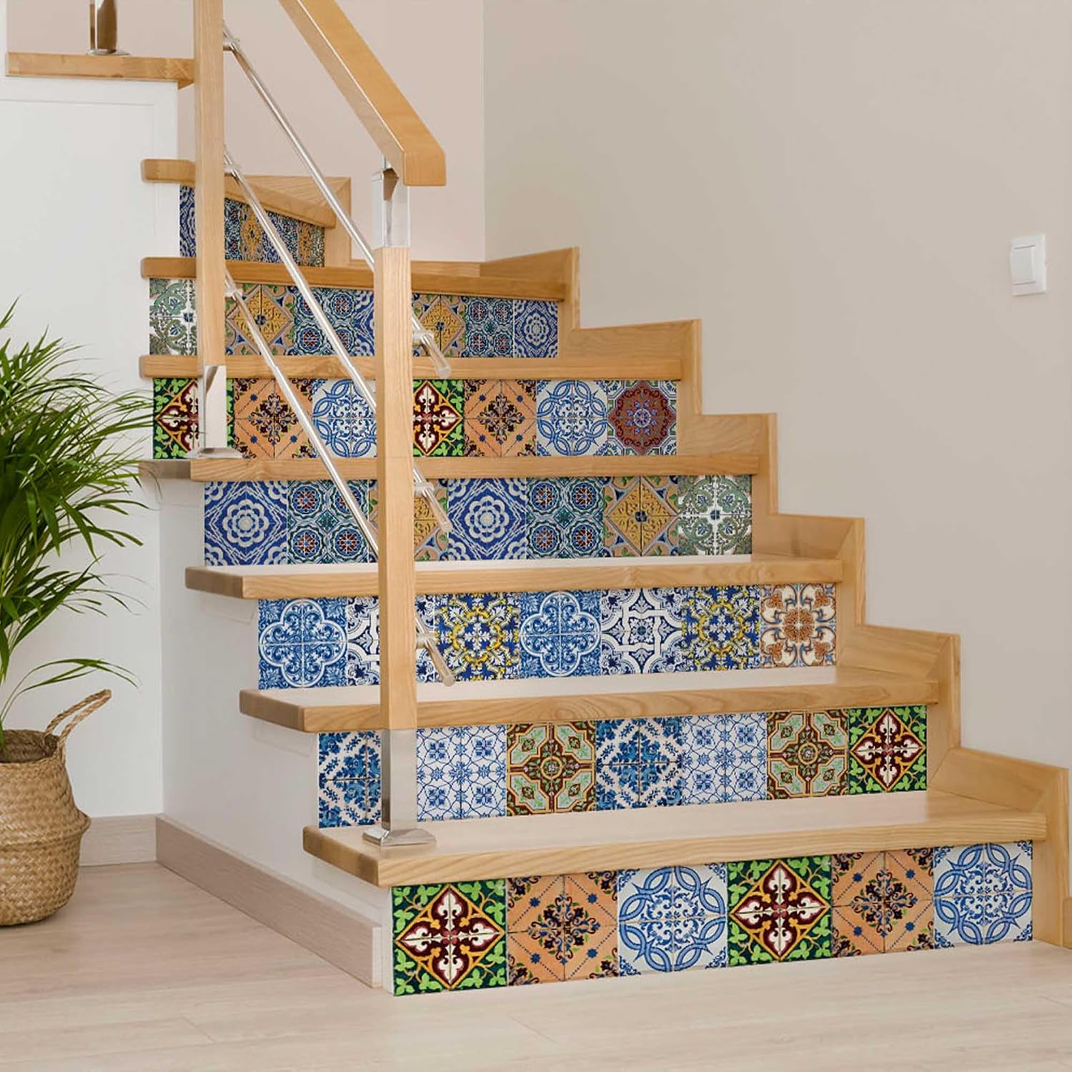 Talavera Tile Stickers 24 PC Set - Traditional Authentic Tiles - Easy Peel & Stick - 4x4 Inch - Kitchen & Bathroom Decals