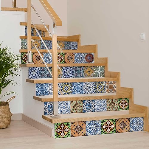 Miniatura 2 de Pegatinas decorativas para azulejos de 24piezas, azulejos tradicionales auténticos de Talavera Stickersl para el baño y cocina, azulejos adhesivos