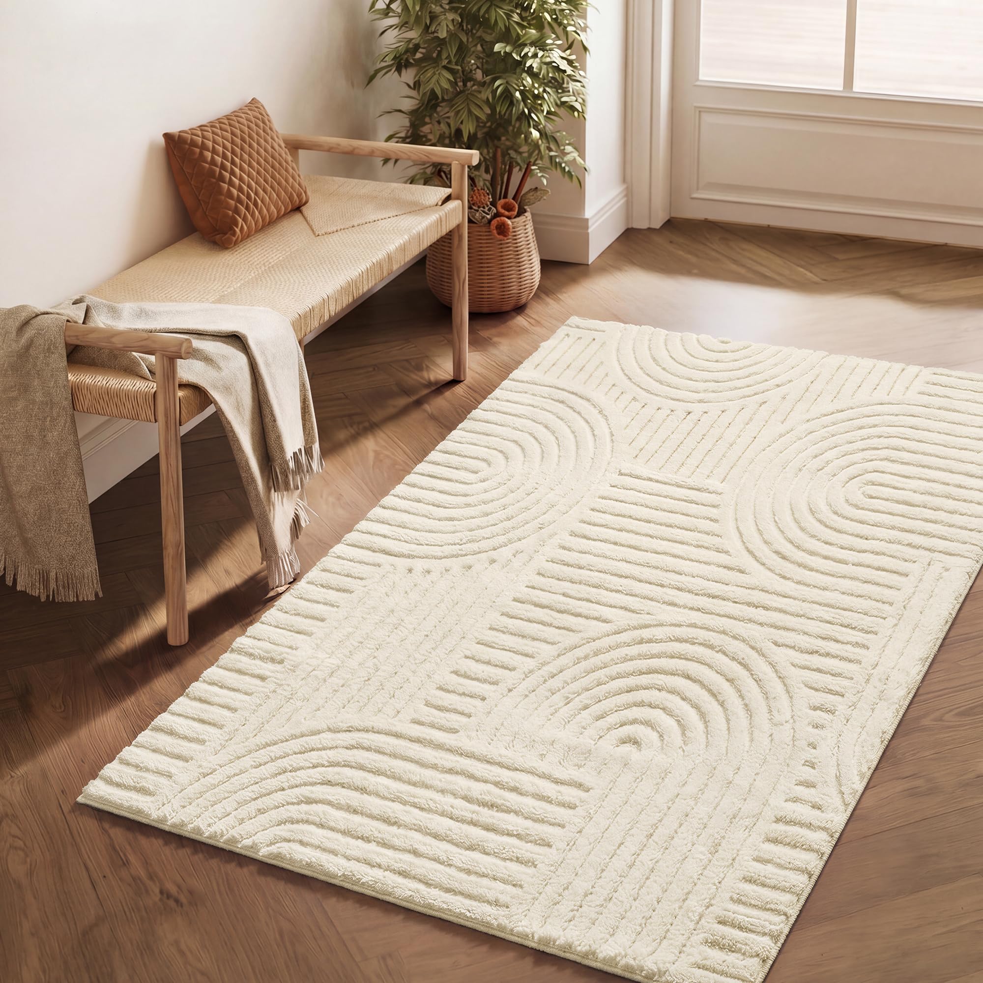 Tapis en polyester de qualité supérieure à relief 3D géométrique élégant