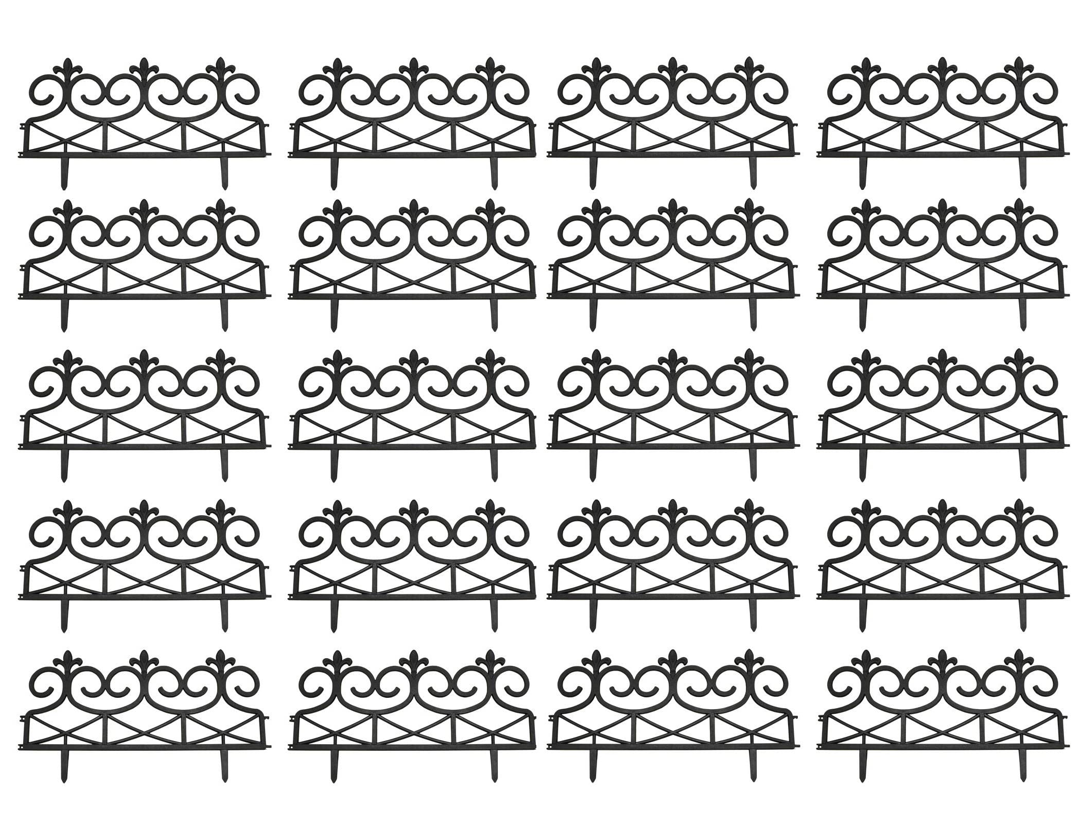 Selections Black Plastic Fleur de Lys Garden Lawn Edging for Paths and Borders - 20 Panels