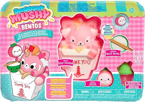 Miniatura 3 de Smooshy Mushy - Caja Bento de 8 piezas serie 1 Riley panda rojo, juguetes coleccionables para ansiedad